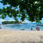 Blue Beach Dikwella with the sandbar leading to Blue Beach Island
