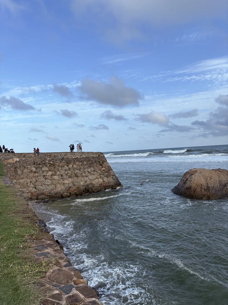 Galle Fort ramparts meeting the Indian Ocean