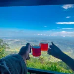 Toasting with cups of Ceylon tea over the valley view at Lipton Seat