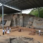 Rock-cut standing and reclining Buddha statues at Gal Vihara in Polonnaruwa